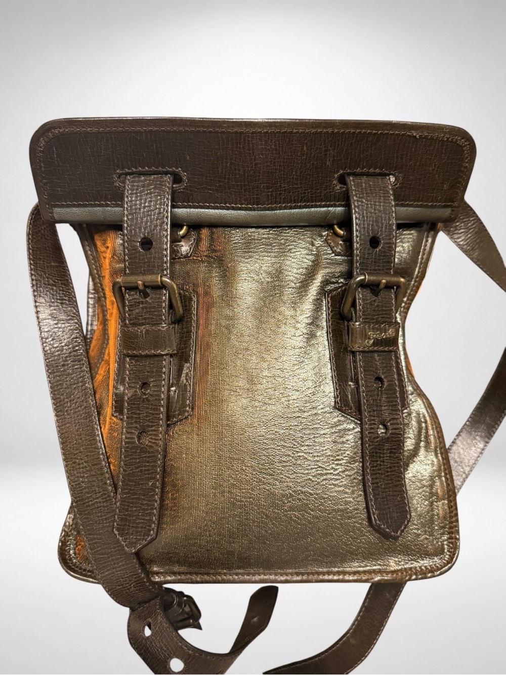 Fendi Vintage Archive Crossbody Messenger Bag Metallic Bronze Copper Y2K - Picture 10 of 16